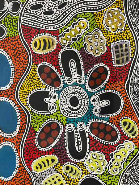 #129 My Country Women Collecting - LANITA NUMINA : Aboriginal Art: 94x152cm