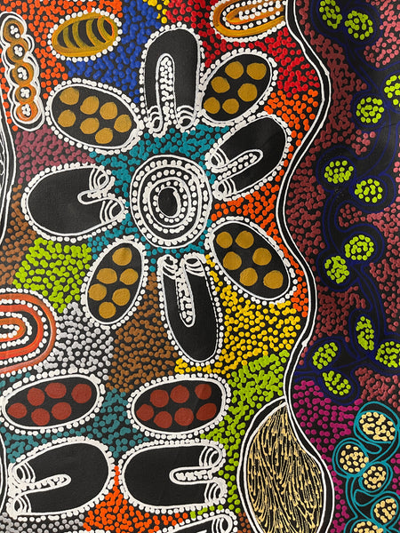 #129 My Country Women Collecting - LANITA NUMINA : Aboriginal Art: 94x152cm