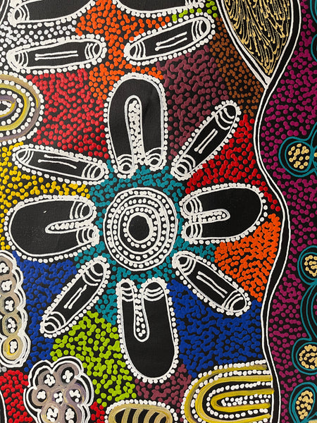 #129 My Country Women Collecting - LANITA NUMINA : Aboriginal Art: 94x152cm