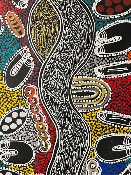 #129 My Country Women Collecting - LANITA NUMINA : Aboriginal Art: 94x152cm