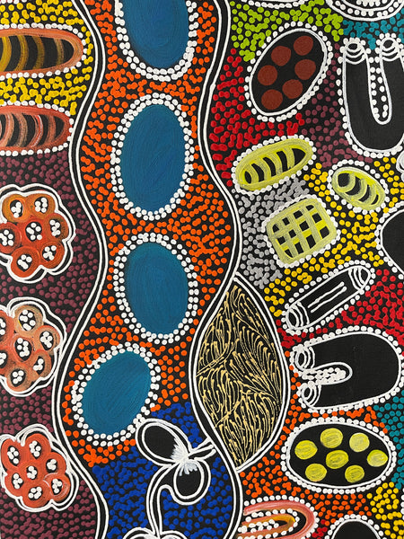 #129 My Country Women Collecting - LANITA NUMINA : Aboriginal Art: 94x152cm