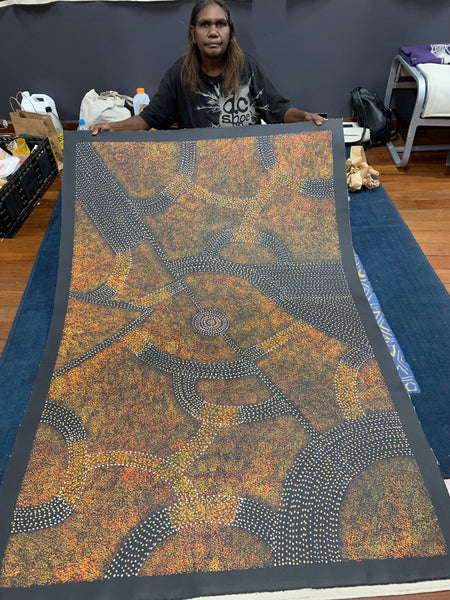 #147 - Bush Plum Dreaming (Earth)  - ROSEANNE MORTON PWERLE:  96cm x 150cm