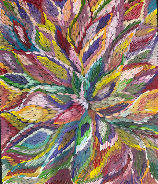 #63 Bush Medicine Leaves (Multi) - CAROLINE NUMINA : Aboriginal Art: 94x112cm