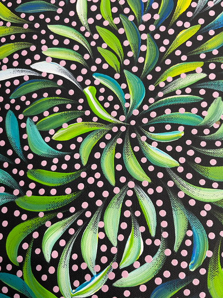 #324 Bush Medicine Leaves and Seeds (Multi) - CAROLINE NUMINA Aboriginal Art:  54cm x 39cm