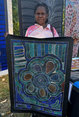 #81 Thorny Devil Lizard (Blues) - CAROLINE NUMINA Aboriginal Art:  65cm x 95cm