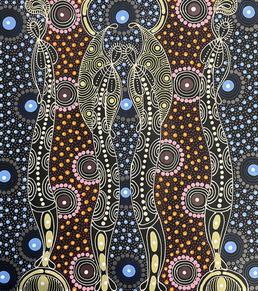 #244 ALIARA BIRD MPETYANE Spirit Women Dancing - Aboriginal Art:  40cm x 44cm