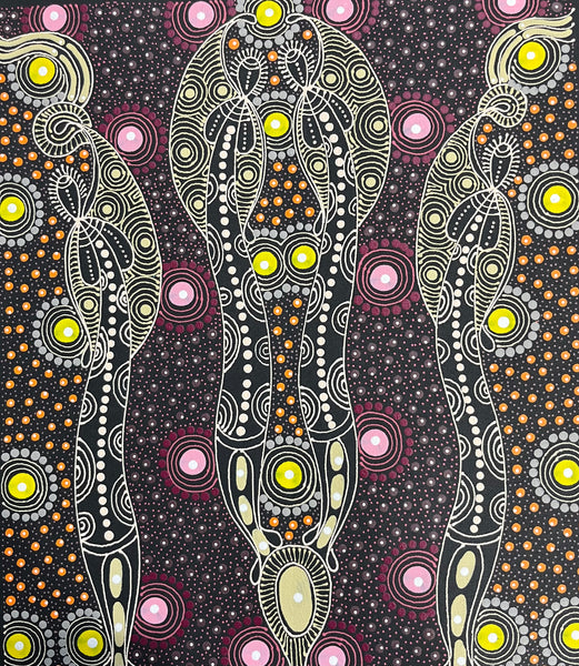 #60 ALIARA BIRD MPETYANE Spirit Women Dancing - Aboriginal Art:  40cm x 44cm
