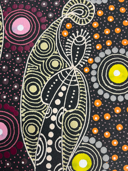 #60 ALIARA BIRD MPETYANE Spirit Women Dancing - Aboriginal Art:  40cm x 44cm