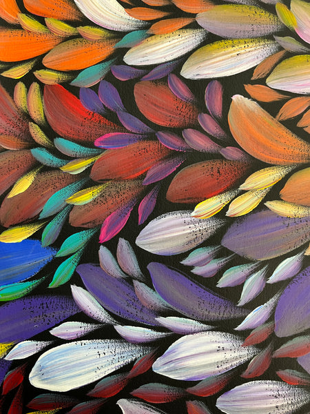 #283 LOUISE NUMINA- Bush Medicine Leaves (Multi) Aboriginal Art:  88cm x 96cm