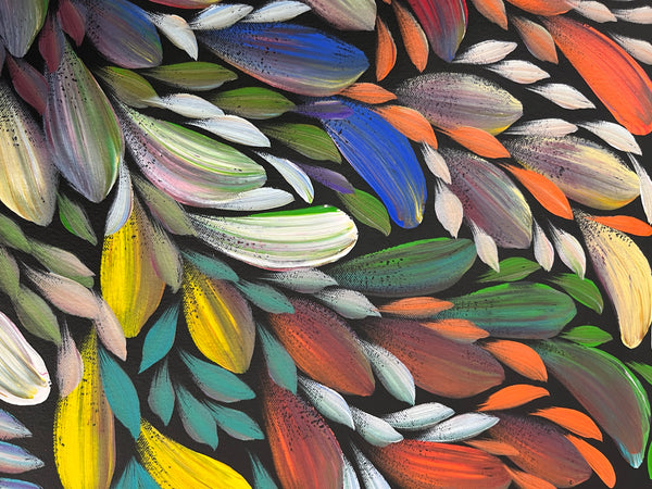 #283 LOUISE NUMINA- Bush Medicine Leaves (Multi) Aboriginal Art:  88cm x 96cm