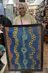 #262  Brown Dingo Tracks (Multi) - LANITA NUMINA Aboriginal Art:  70cm x 95cm