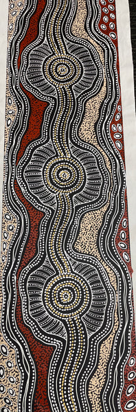 #43 Emu Dreaming (Reds) - SHARON NUMINA : Aboriginal Art: 150x42cm