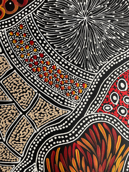 #40 My Country Dreaming (Multi/Reds) - SHARON NUMINA : Aboriginal Art: 97x92cm