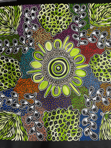 #334 My Country Dreaming (Multi) - SHARON NUMINA : Aboriginal Art: 98x93cm