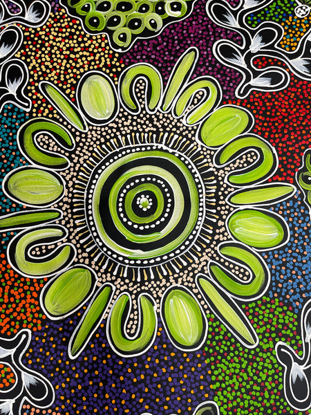 #334 My Country Dreaming (Multi) - SHARON NUMINA : Aboriginal Art: 98x93cm
