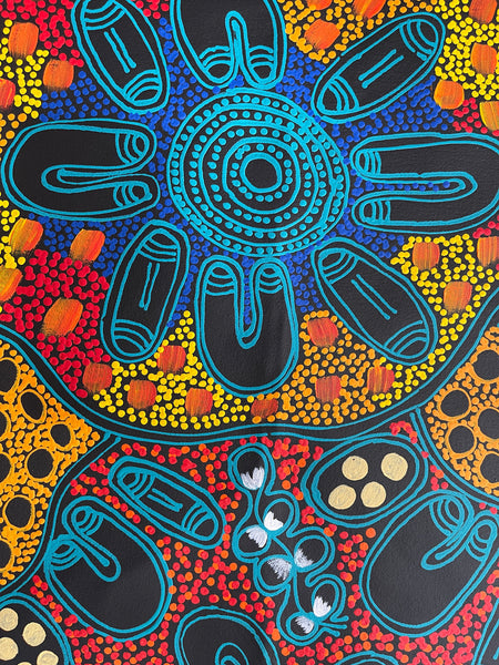 #75 Collecting Bush Tucker - LANITA NUMINA : Aboriginal Art: 103x94cm