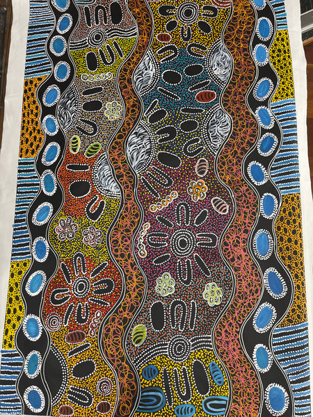 #58 Collecting Bush Tucker - LANITA NUMINA : Aboriginal Art: 147x95cm