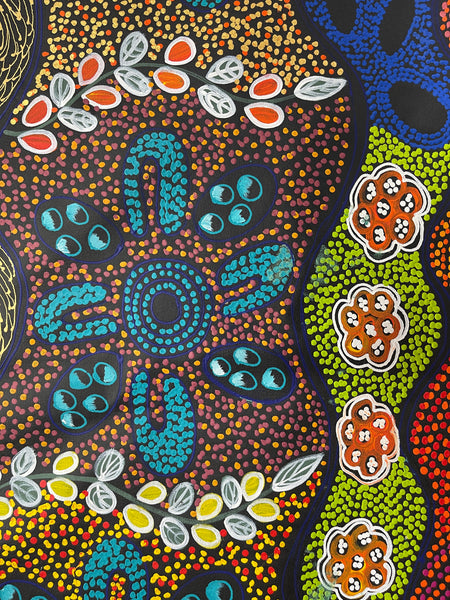 #60 Collecting Bush Tucker - LANITA NUMINA : Aboriginal Art: 148x93cm