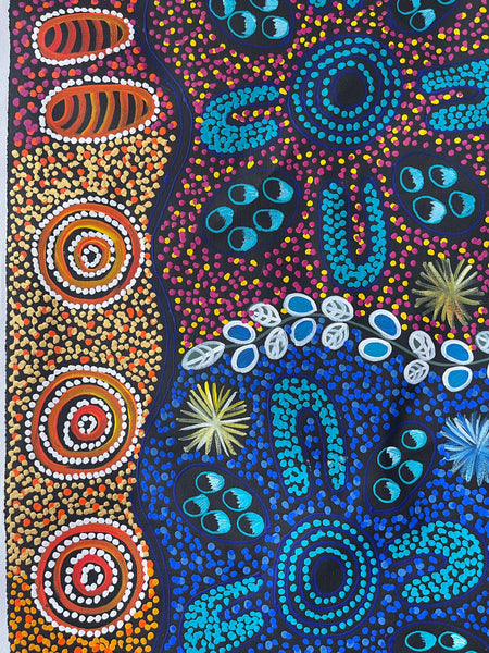 #60 Collecting Bush Tucker - LANITA NUMINA : Aboriginal Art: 148x93cm