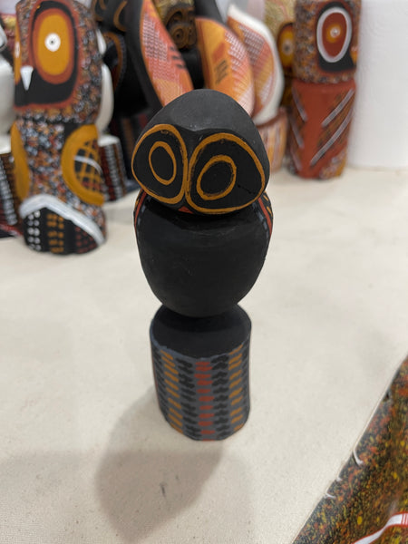 #13 Hand Carved Owl (Black) - Mario Munkara : ABORIGINAL ART.