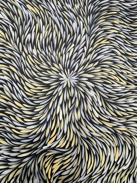 #34 Bush Medicine Leaves (Yellow) - SHARON NUMINA : Aboriginal Art: 71x95cm