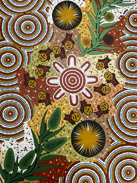 #108 Women Collecting Bush Tucker - JONATHAN HOCKLEY - Aboriginal Art: 60x90cm