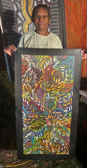 #79 Bush Medicine Leaves & Seeds (Multi) - CAROLINE NUMINA Aboriginal Art:  45cm x 95cm