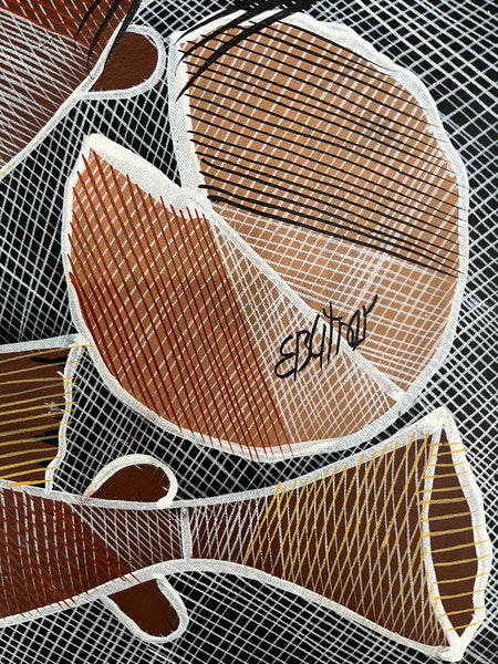 #170 Gathering at the Billabong  - EDDIE BLITNER Aboriginal Art:  90cm x 140cm