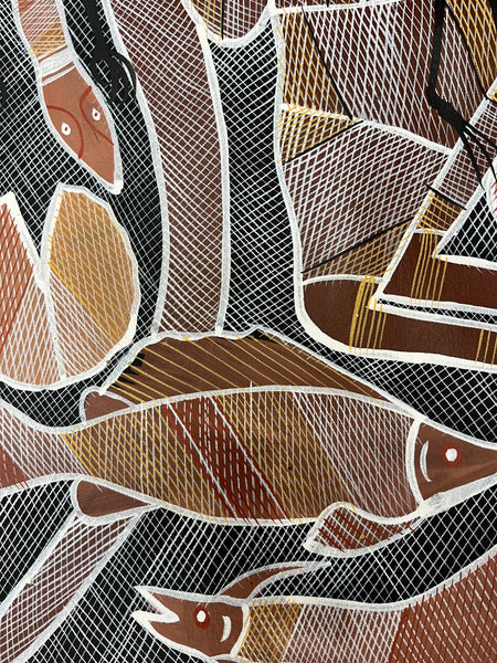 #33 Gathering at the Billabong  - EDDIE BLITNER Aboriginal Art:  140cm x 90cm