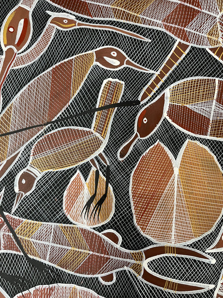 #33 Gathering at the Billabong  - EDDIE BLITNER Aboriginal Art:  140cm x 90cm