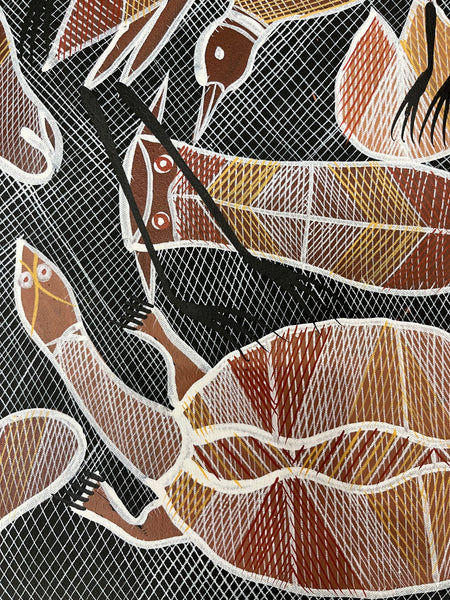 #33 Gathering at the Billabong  - EDDIE BLITNER Aboriginal Art:  140cm x 90cm