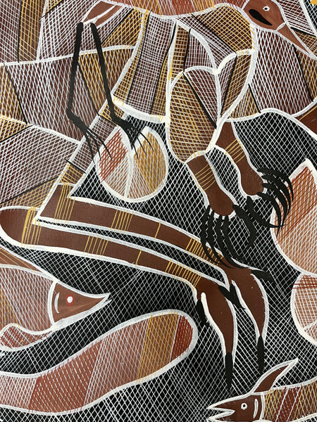 #33 Gathering at the Billabong  - EDDIE BLITNER Aboriginal Art:  140cm x 90cm