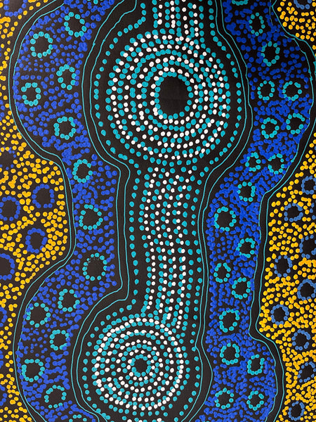 #262  Brown Dingo Tracks (Multi) - LANITA NUMINA Aboriginal Art:  70cm x 95cm