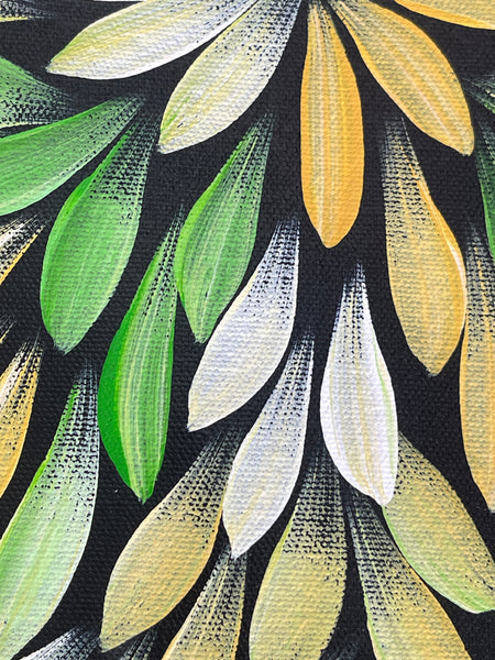 #148 Bush Medicine Leaves (Yellow/Green) - JACINTA NUMINA : Aboriginal Art: 71x97cm