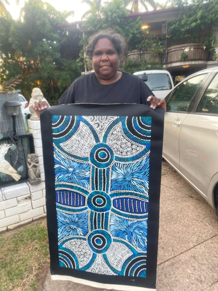 #256 My Country Dreaming (Multi) - SHARON NUMINA : Aboriginal Art: 93x52cm