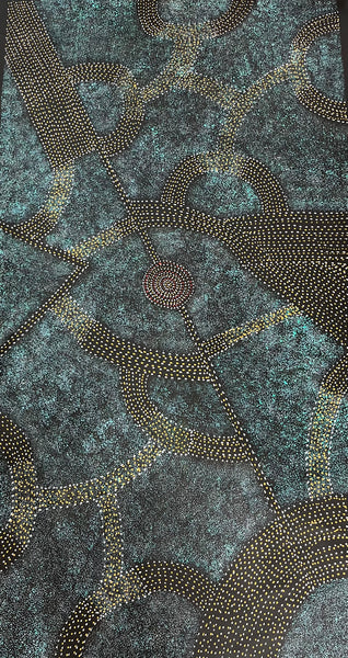 #122 - Bush Plum Dreaming (Aqua)  - ROSEANNE MORTON PWERLE:  97cm x 175cm