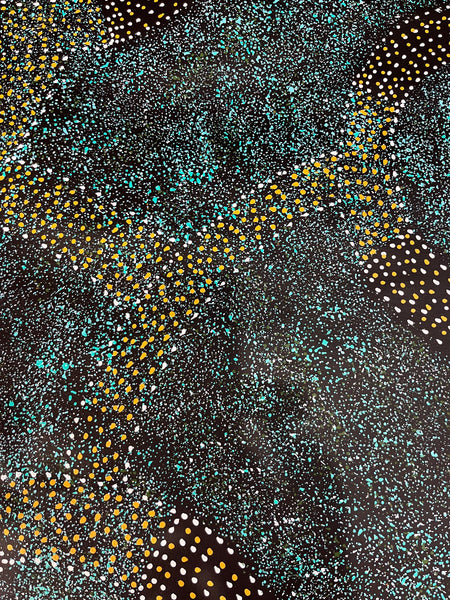 #122 - Bush Plum Dreaming (Aqua)  - ROSEANNE MORTON PWERLE:  97cm x 175cm