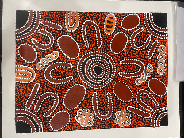 #279 Collecting Bush Tucker (Multi) - LANITA NUMINA : Aboriginal Art: 32x43cm