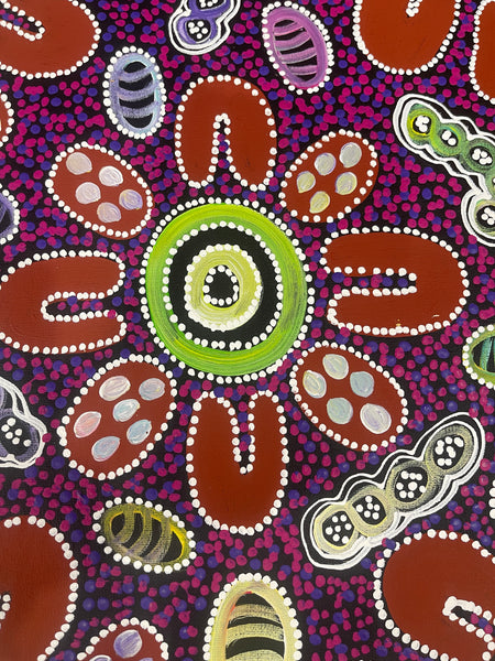 #303 Collecting Bush Tucker - LANITA NUMINA : Aboriginal Art: 35x46cm