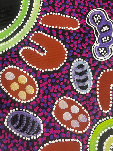 #303 Collecting Bush Tucker - LANITA NUMINA : Aboriginal Art: 35x46cm