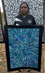 #305 Bush Medicine Leaves (Blue) - SHARON TURNER  Aboriginal Art:  60cm x 90cm