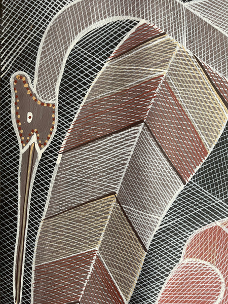 #360 Jabiru at the Billabong (Earth) - EDDIE BLITNER : Aboriginal Art : 140x95cm
