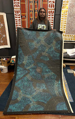 #122 - Bush Plum Dreaming (Aqua)  - ROSEANNE MORTON PWERLE:  97cm x 175cm