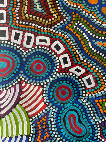 #381 Wallaby Tracks My Country Dreaming (Multi) - Pacinta Turner: 150x90cm
