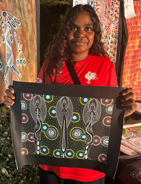 #244 ALIARA BIRD MPETYANE - Spirit Women Dancing Aboriginal Art:  41cm x 31cm