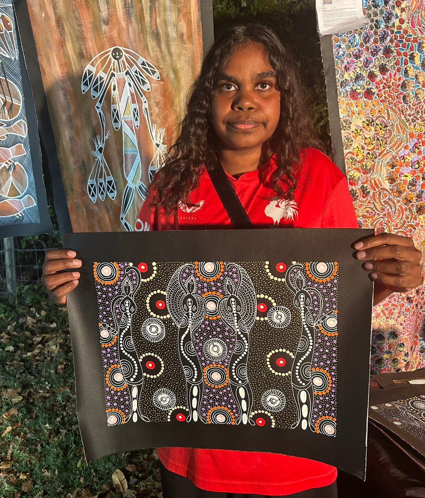 #189 ALIARA BIRD MPETYANE - Spirit Women Dancing Aboriginal Art:  41cm x 31cm
