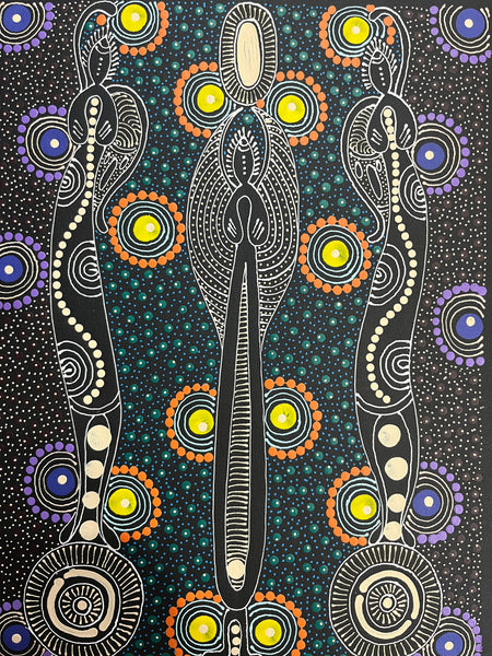 #80 ALIARA BIRD MPETYANE - Spirit Women Dancing Aboriginal Art:  31cm x 41cm