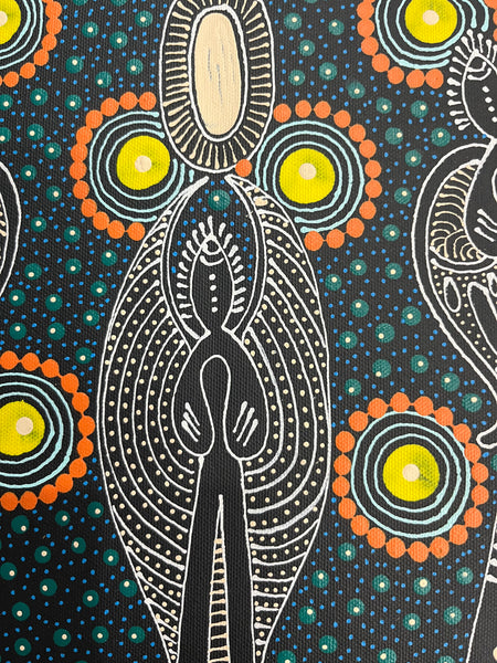 #80 ALIARA BIRD MPETYANE - Spirit Women Dancing Aboriginal Art:  31cm x 41cm