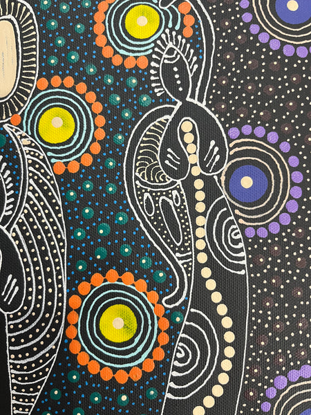 #80 ALIARA BIRD MPETYANE - Spirit Women Dancing Aboriginal Art:  31cm x 41cm