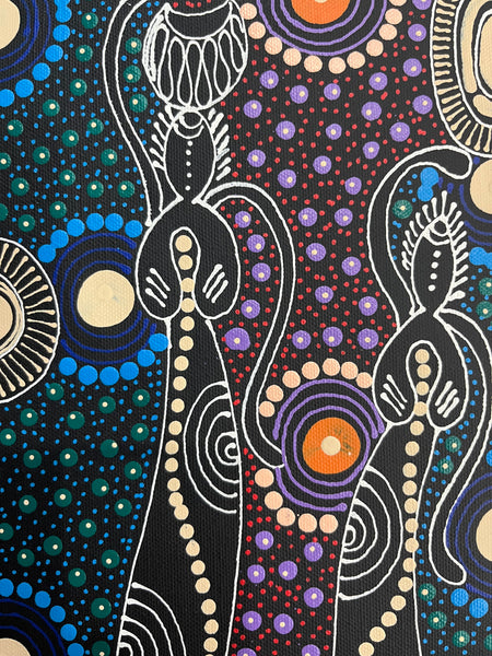 #136 ALIARA BIRD MPETYANE - Spirit Women Dancing Aboriginal Art:  31cm x 41cm